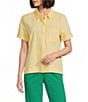 Westbound Button Front Y-Neck Short Sleeve Camp Top - Image 5