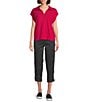 Westbound Cap Sleeve Collared Top, Color:Persian Red - Image 3