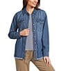 Westbound Collared Long Sleeve Button Front Shacket - Image 1