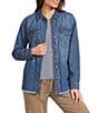 Westbound Collared Long Sleeve Button Front Shacket - Image 1