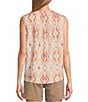Color:Cream Ikat - Image 2 - Cream Ikat Print Woven Sleeveless Button Front Blouse