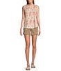 Color:Cream Ikat - Image 3 - Cream Ikat Print Woven Sleeveless Button Front Blouse