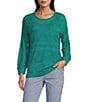 Westbound Crochet 3/4 Sleeve Crew Neck Ribbed Top - Image 1