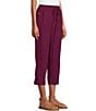 Color:Plum Caspia - Image 3 - The ISLAND Crop Pull-On Mid Rise Wide Leg Drawstring Waist Pant