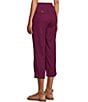 Color:Plum Caspia - Image 4 - The ISLAND Crop Pull-On Mid Rise Wide Leg Drawstring Waist Pant