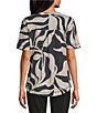 Westbound Dancing Leaves Slub Knit Short Sleeve Crew Neck Top - Image 2