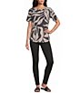 Westbound Dancing Leaves Slub Knit Short Sleeve Crew Neck Top - Image 3