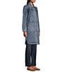 Color:Classic - Image 4 - Denim Long Sleeve Button Front Duster Jacket
