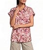 Westbound Ditsy Bloom Print Button Front Tie Hem Top - Image 1