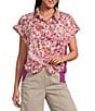 Westbound Ditsy Bloom Print Button Front Tie Hem Top - Image 3
