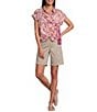 Westbound Ditsy Bloom Print Button Front Tie Hem Top - Image 4