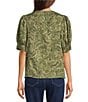 Westbound Elbow Sleeve Y-Neck Button Front Top - Image 2