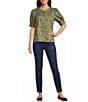 Westbound Elbow Sleeve Y-Neck Button Front Top - Image 3