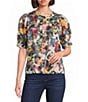 Westbound Elbow Sleeve Y-Neck Button Front Top - Image 1