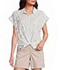 Westbound Floral Stripe Print Button Front Tie Hem Top - Image 1