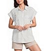 Westbound Floral Stripe Print Button Front Tie Hem Top - Image 4