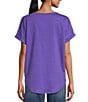 Color:Purple Opulence - Image 2 - Henley Cuffed Short Sleeve Top