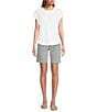 Westbound High Rise Bermuda Porkchop Pockets Shorts, Color:Blue White Stripe - Image 3