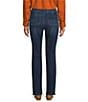 Westbound High Rise Patch Pocket Straight Leg Pull-On Denim Pants, Color:Dark Blue - Image 2
