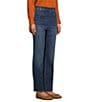 Westbound High Rise Patch Pocket Straight Leg Pull-On Denim Pants, Color:Dark Blue - Image 3