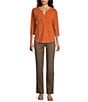Westbound High Rise Patch Pocket Straight Leg Pull-On Pants, Color:Mocha - Image 3