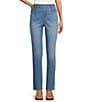 Westbound High Rise Patch Pocket Straight Leg Pull-On Denim Pants - Image 1