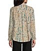 Westbound Ikat Animal 3/4 Roll-Tab Sleeve Point Collar Y-Neck Button Front Top, Color:Ikat Animal - Image 4