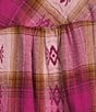 Westbound Jacquard Flannel Long Sleeve Y-Neck Button Front Top, Color:Fuchsia Plaid - Image 4