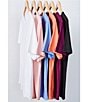 Color:Powder Pink - Image 5 - Short Sleeve Solid Knit Tee Shirt