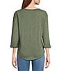 Westbound Knit 3/4 Sleeve Solid Henley Neck Top - Image 6