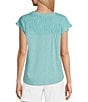 Color:Amazonite Blue - Image 2 - Knit Cap Sleeve Smocked Top