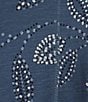 Color:Dotted Leaves - Image 4 - Knit Dotted Leave Print Short Sleeve V-Neck Top