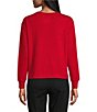 Color:Equestrian Red - Image 2 - Knit Long Sleeve Crew Neck Love Embroidered Pullover