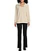 Color:Birch - Image 3 - Knit Long Sleeve Hi-Low Henley Top