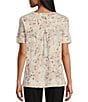 Color:Meadow Cluster - Image 2 - Knit Floral Meadow Print Short Sleeve V-Neck Top