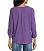 Westbound Knit Solid 3/4 Bell Sleeve V-Neck Top - Image 2