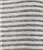 Color:Black Broken Stripe - Image 4 - Knit Stripe Print Crew Neck 3/4 Ruffle Sleeve Top