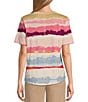 Color:Sunset Stripe - Image 2 - Knit Stripe Short Sleeve Crew Neck Top