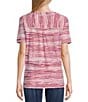 Color:Pink Soft Stripe - Image 2 - Knit Stripe Short Sleeve V-Neck Top