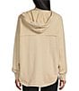Color:Irish Cream Heather - Image 2 - Knit V-Neck Button Front Hooded Cardigan
