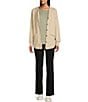 Color:Irish Cream Heather - Image 3 - Knit V-Neck Button Front Hooded Cardigan