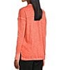 Color:Coral Quartz - Image 5 - Knit V-Neck Ribbed High-Low Hem Pullover Long Sleeve Top