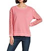 Westbound Lace Inset Long Sleeve Crew Neck Knit Top - Image 1