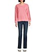 Westbound Lace Inset Long Sleeve Crew Neck Knit Top - Image 3