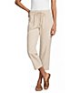 Westbound Linen Blend Flat Front Pull-On Crop Pants - Image 1
