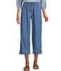 Westbound Linen Blend Medium Wash Pull On Flat Front Crop Pants - Image 1