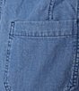 Westbound Linen Blend Medium Wash Pull On Flat Front Crop Pants - Image 4