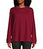 Color:Beet Red - Image 1 - Long Sleeve Crew Neck Ribbed Trim Top