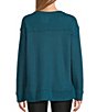 Color:Blue Coral - Image 2 - Long Sleeve Crew Neck Ribbed Trim Top