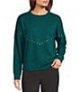 Westbound Long Sleeve Crew Neck Studded Top - Image 1